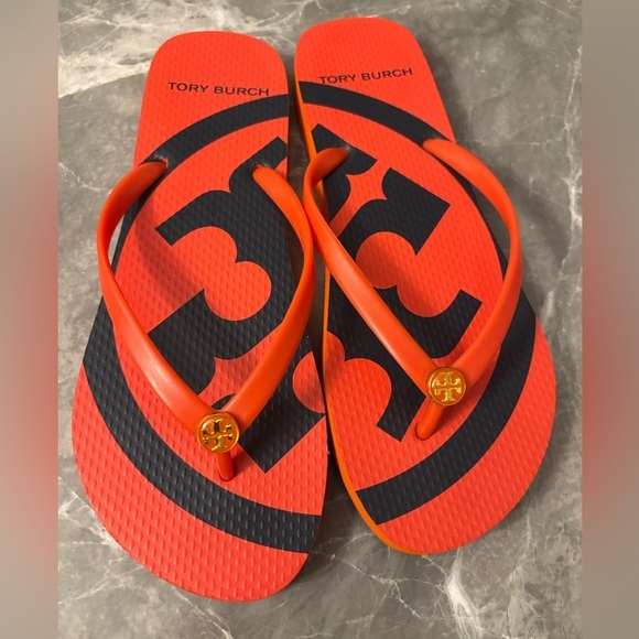 Tory Burch Shoes - Tory Burch orange and navy sandals sz 9